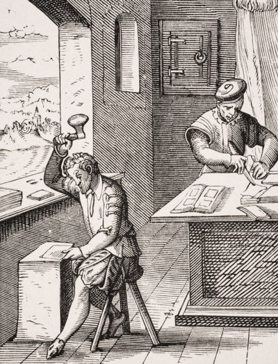 Goldbeater, reproduction of a woodcut by Jost Amman from 